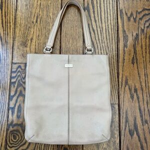 Cole Haan Elegant Beige Leather Tote Bag